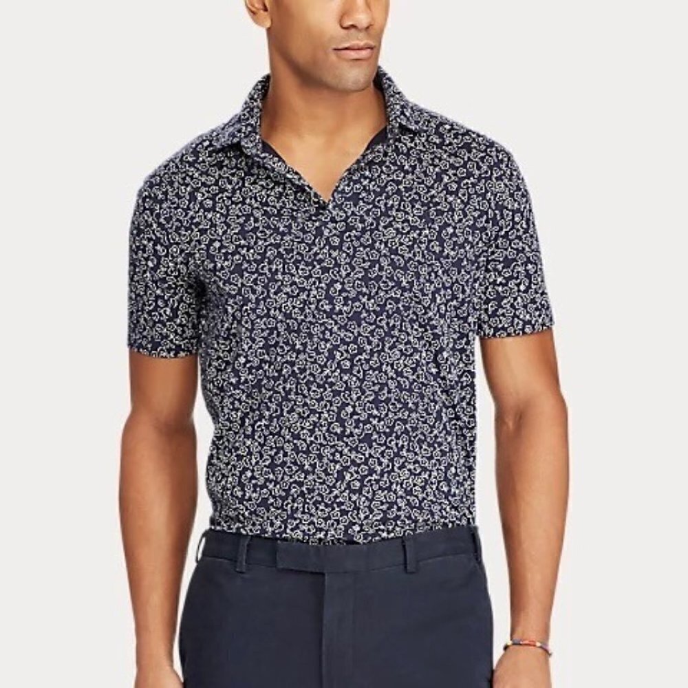 POLO Ralph Lauren Floral Soft-Touch Polo Shirt Chamomile Floral Navy Size L